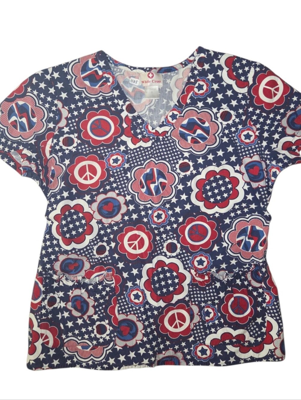 White Cross, 4th Of July Scrub Top